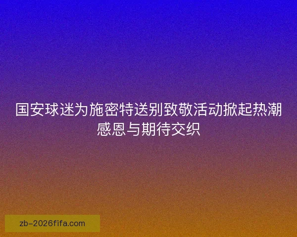 国安球迷为施密特送别致敬活动掀起热潮感恩与期待交织