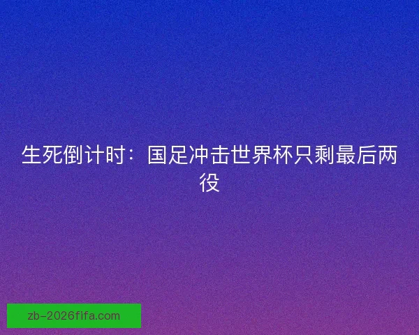 生死倒计时：国足冲击世界杯只剩最后两役